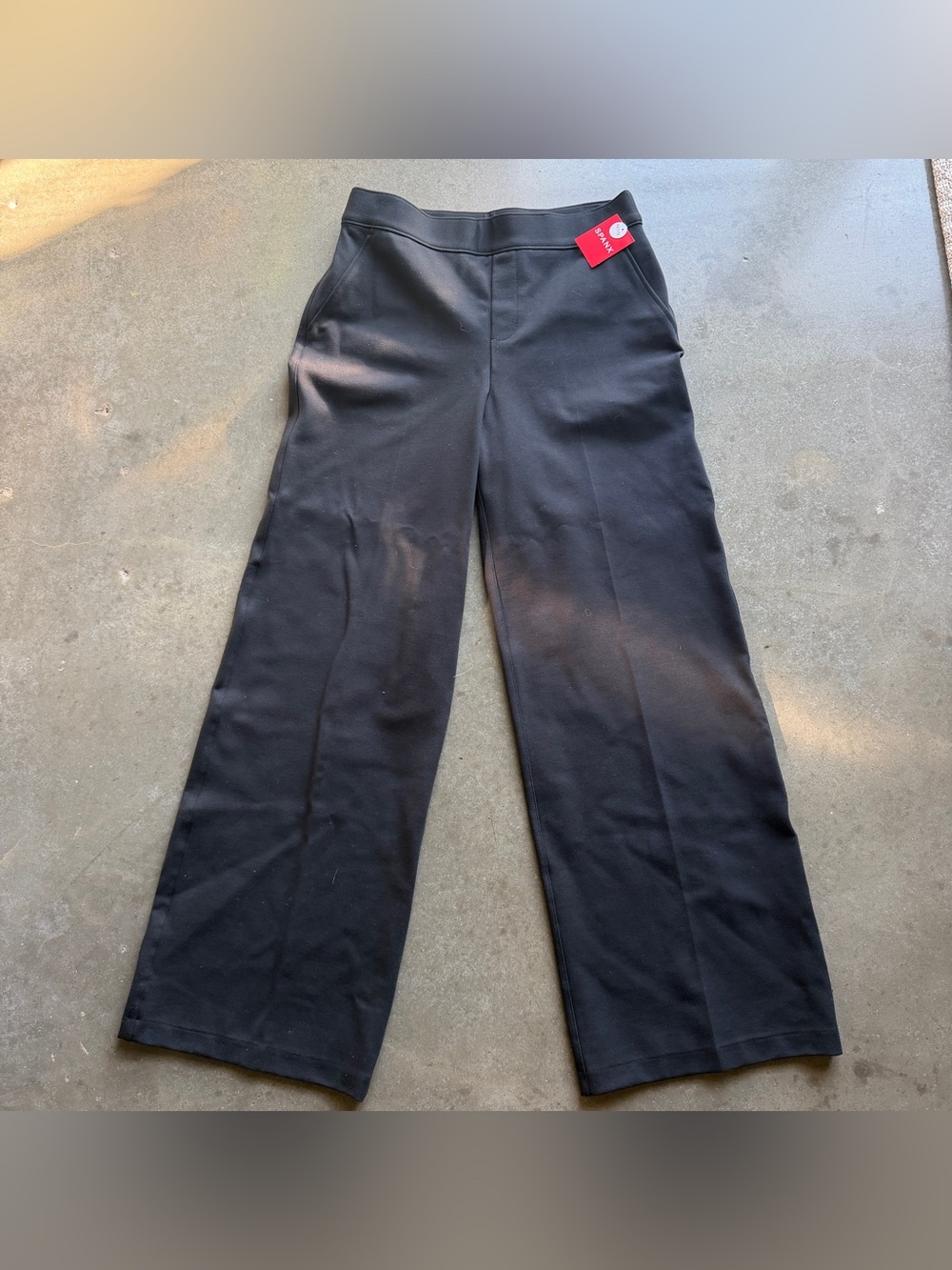 NWT SPANX Perfect Fit Black High-Rise Wide-Leg Pant Trousers S petite chic - Picture 3 of 12